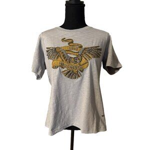 Mos Mosh Griffin Meloe Sequin Glam Tee Women's Gray Gold/Silver NEW